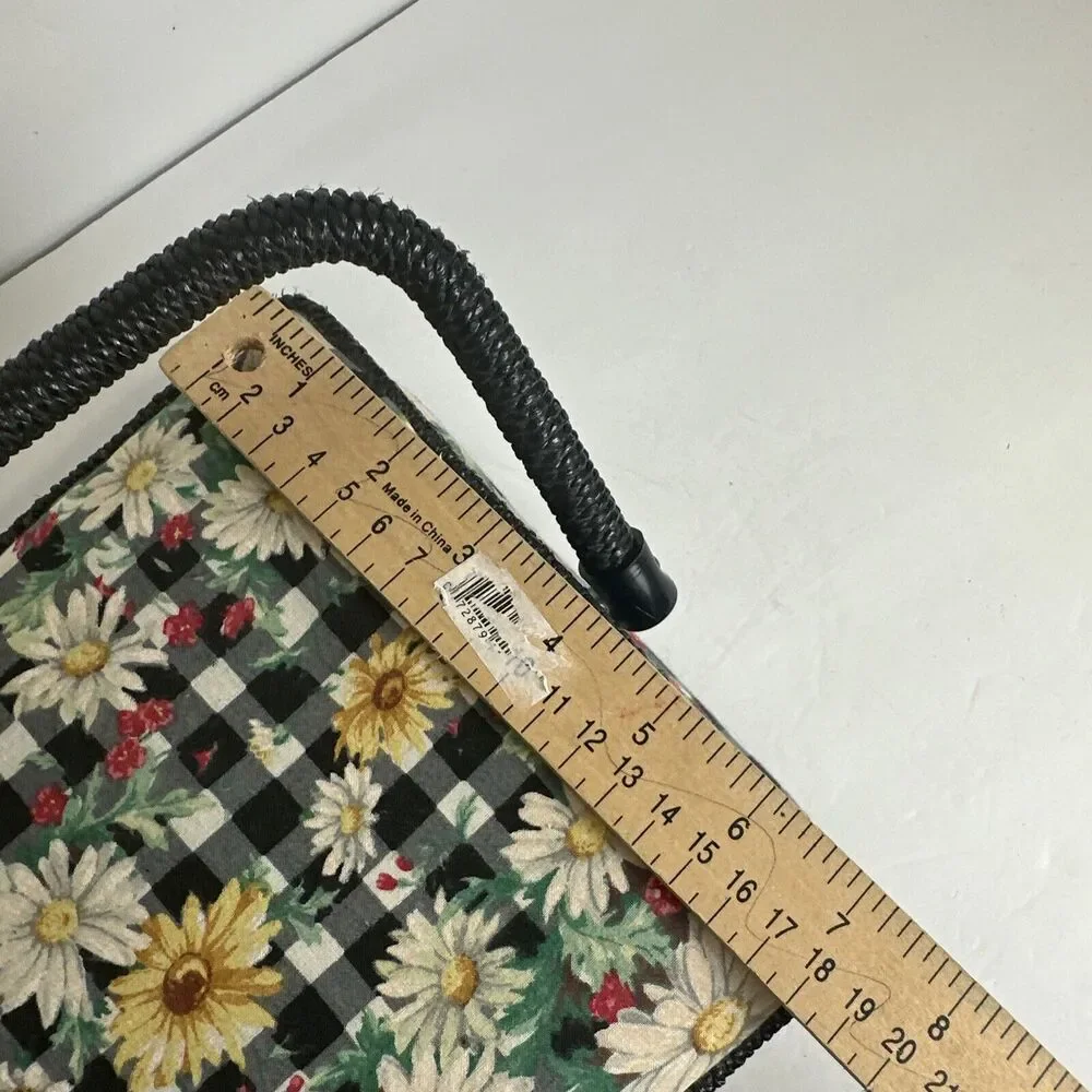 Sewing Box Basket‎ Vintage Square Floral Design Padded w/ Handle